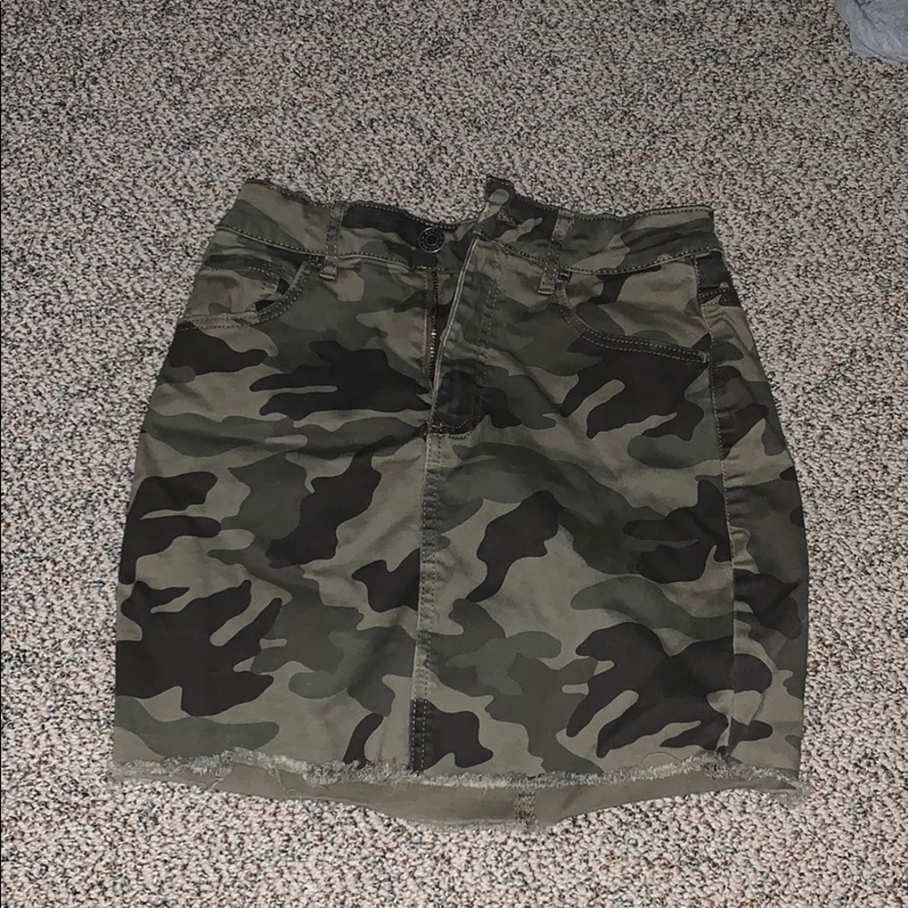 Camo denim skirt